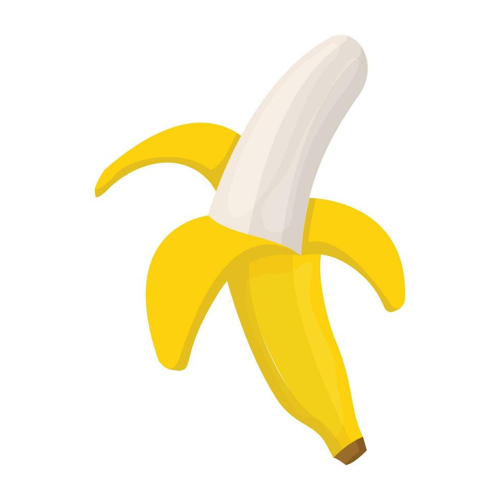 ikon av en färsk frukt halv skalad skildrar banan vektor