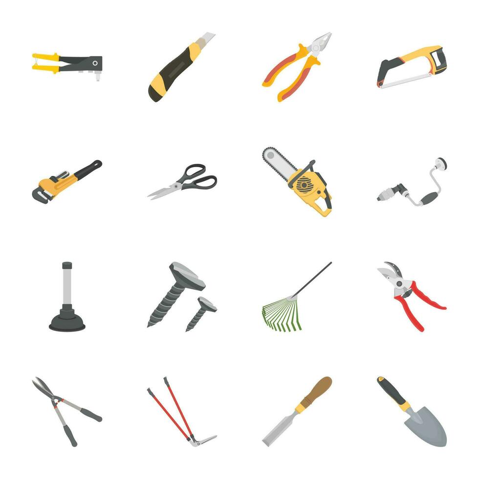 Werkzeuge eben Vektor Symbole Sammlung