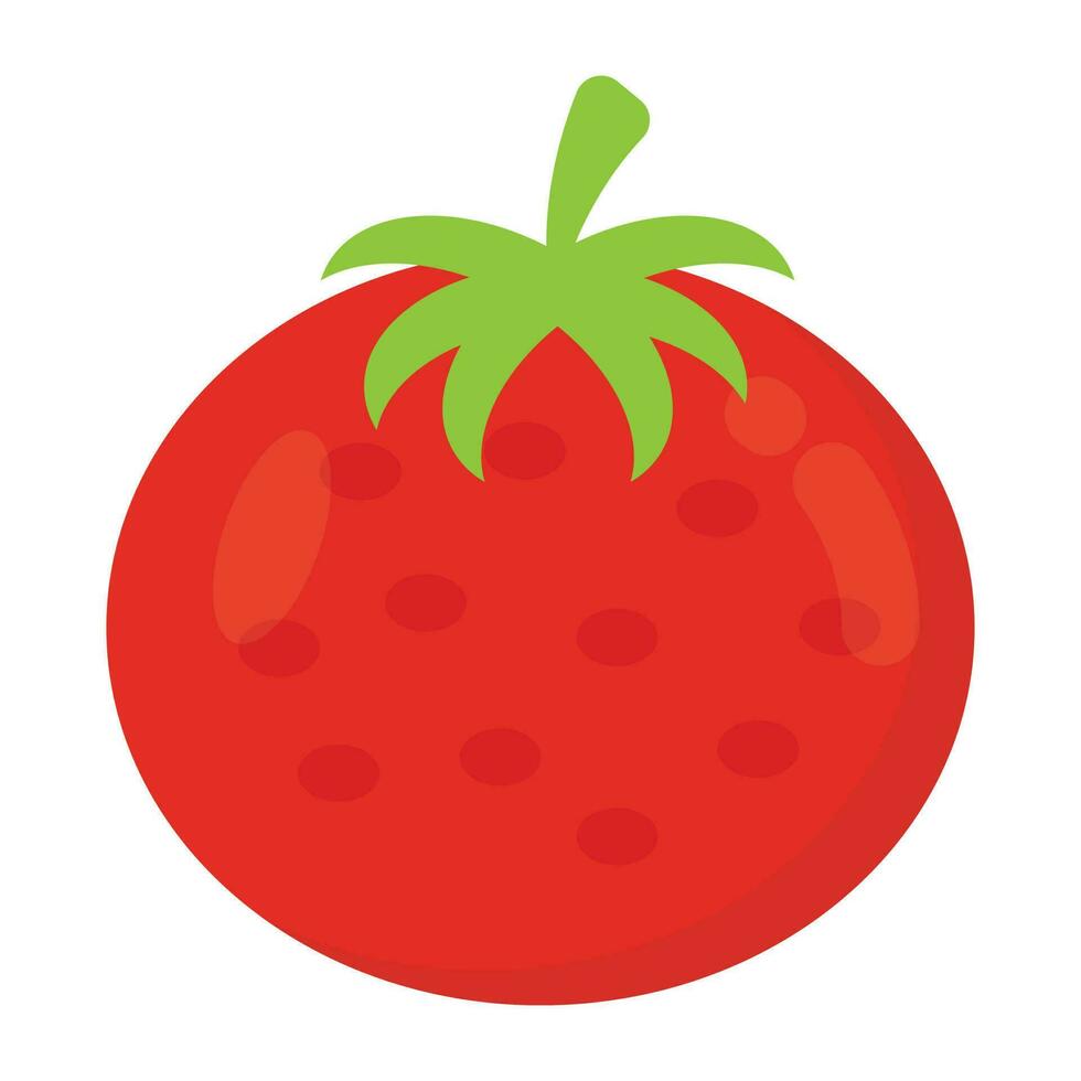 röd färgad runda vegetabiliska med fläckar och blommig pedicel, ikon för tomat med fläckar vektor