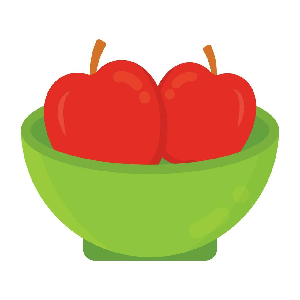 en skål som innehåller två äpplen ikon för frukt vektor