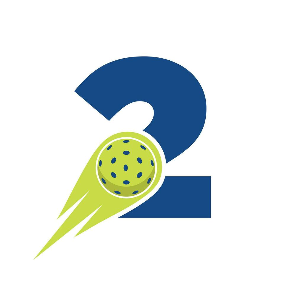 Initiale Brief 2 Pickleball Logo Konzept mit ziehen um Pickleball Symbol. Essiggurke Ball Logo Vektor Vorlage
