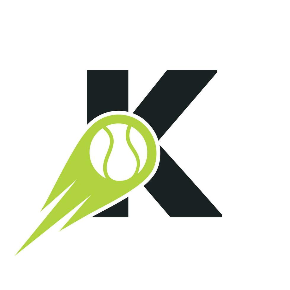 första brev k tennis klubb logotyp design mall. tennis sport akademi, klubb logotyp vektor