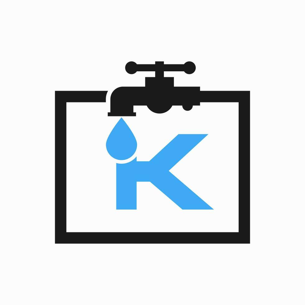 Brief k Klempner Logo Design. Installation Wasser Logo Vorlage vektor