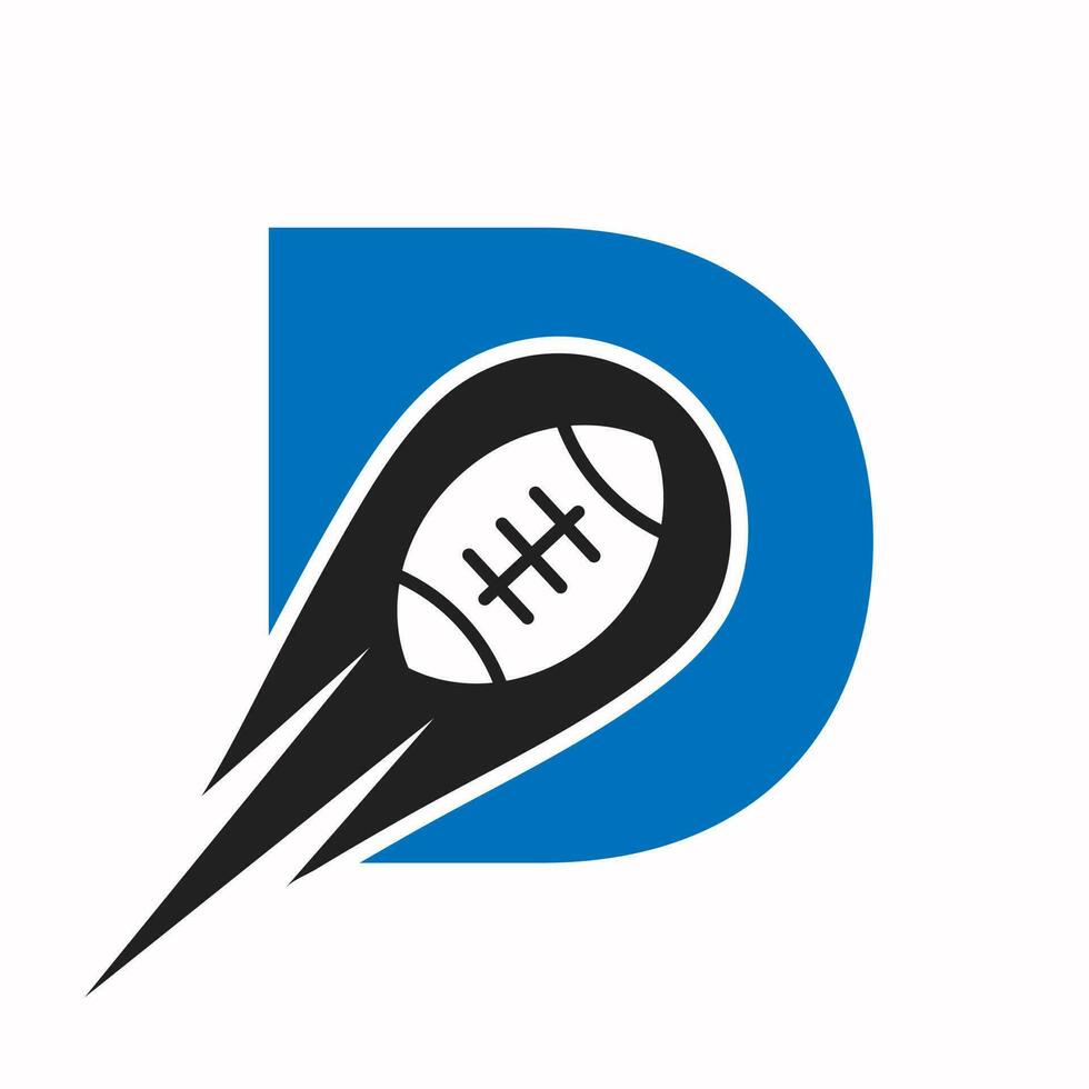 första brev d rugby logotyp, amerikan fotboll symbol kombinera med rugby boll ikon för amerikan fotboll logotyp design vektor
