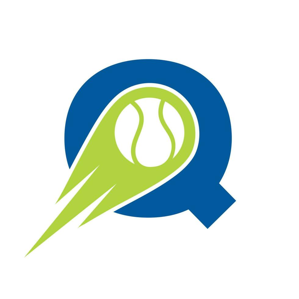 första brev q tennis klubb logotyp design mall. tennis sport akademi, klubb logotyp vektor