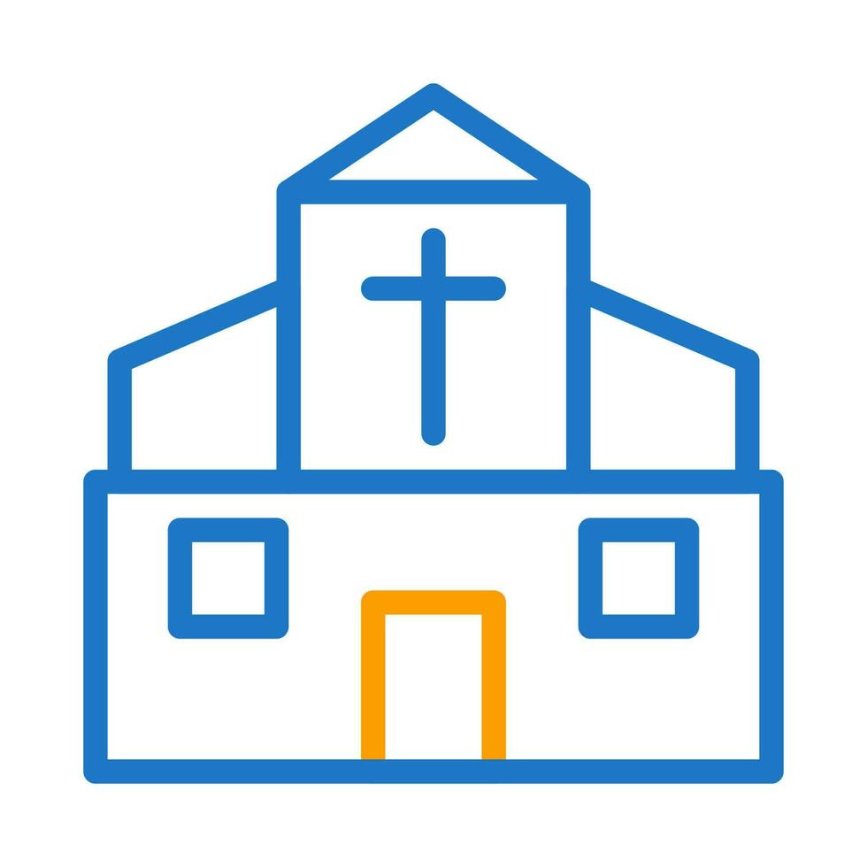 katedral ikon duofärg blå orange Färg påsk symbol illustration. vektor