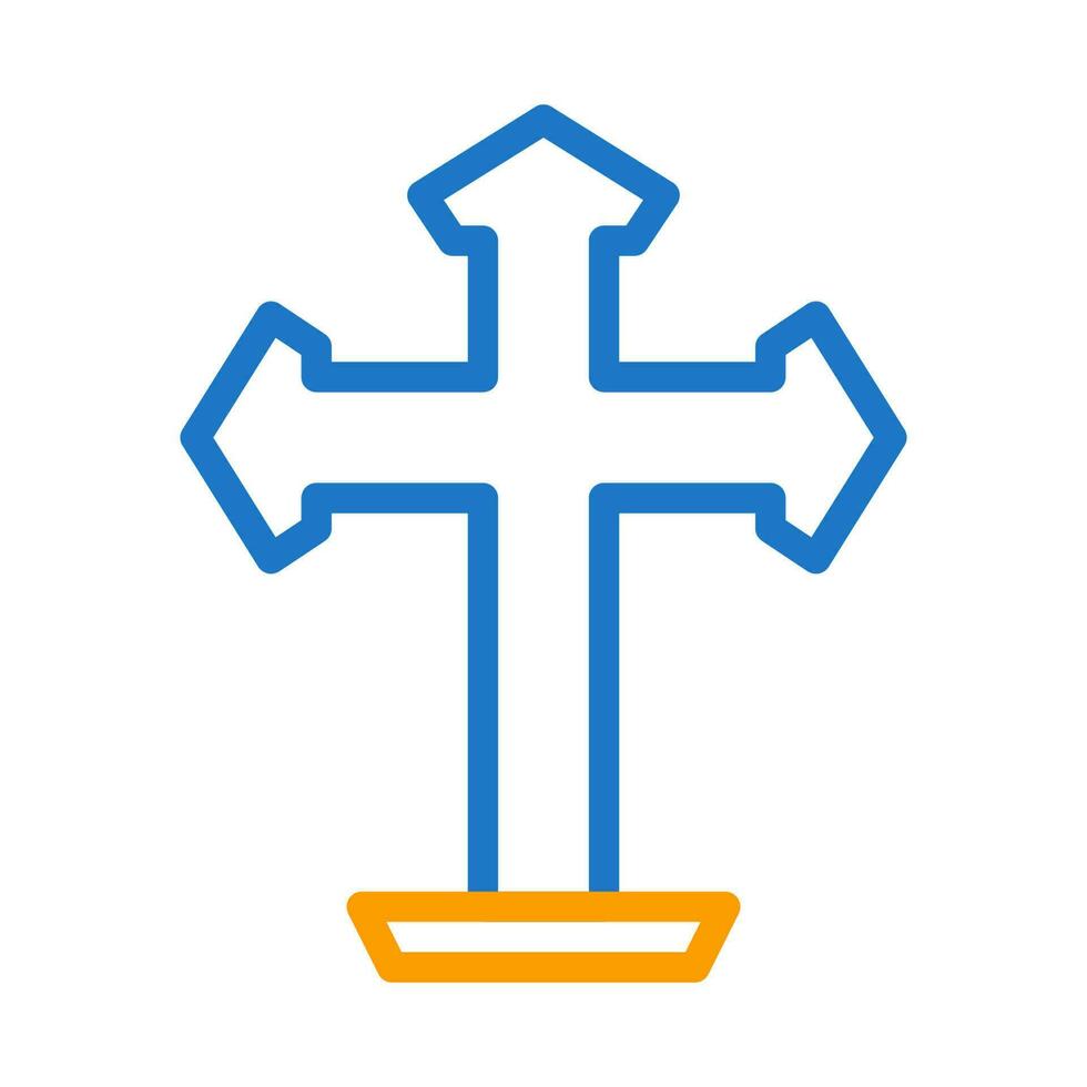 salib ikon duofärg blå orange Färg påsk symbol illustration. vektor