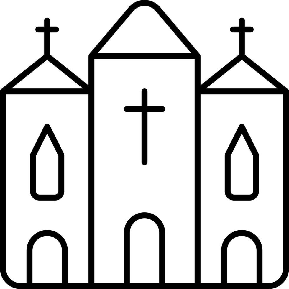 kyrka byggnad svart översikt ikon. vektor