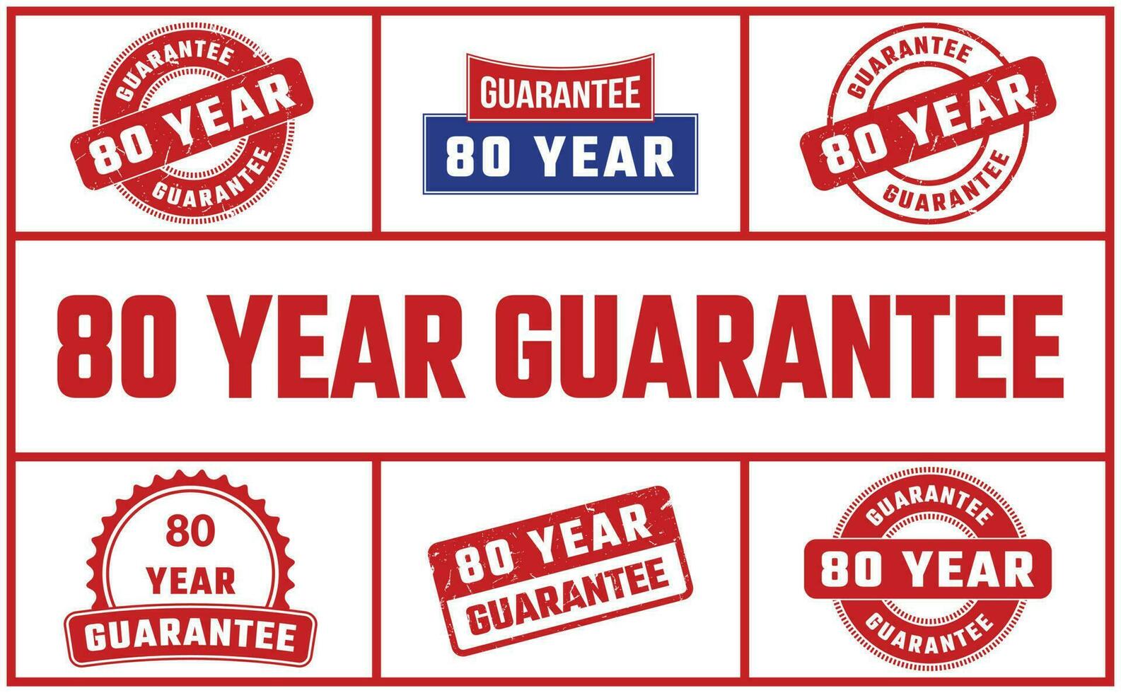 80 Jahr Garantie Gummi Briefmarke einstellen vektor