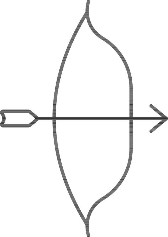 Pfeil mit Bogen Symbol im schwarz Linie Kunst. vektor