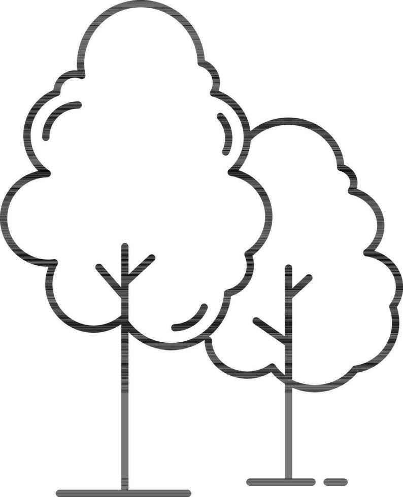 två träd ikon i svart översikt. vektor