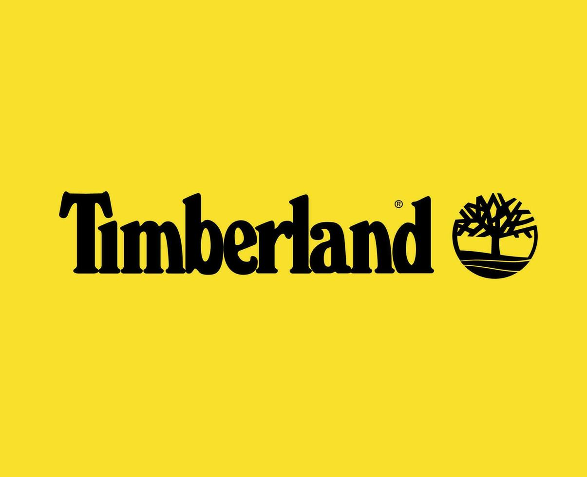 timberland varumärke symbol svart logotyp kläder design ikon abstrakt vektor illustration med gul bakgrund