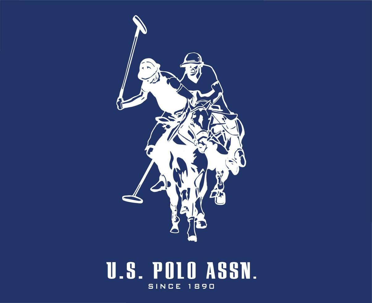 oss polo assn varumärke logotyp med namn vit symbol kläder design ikon abstrakt vektor illustration med blå bakgrund