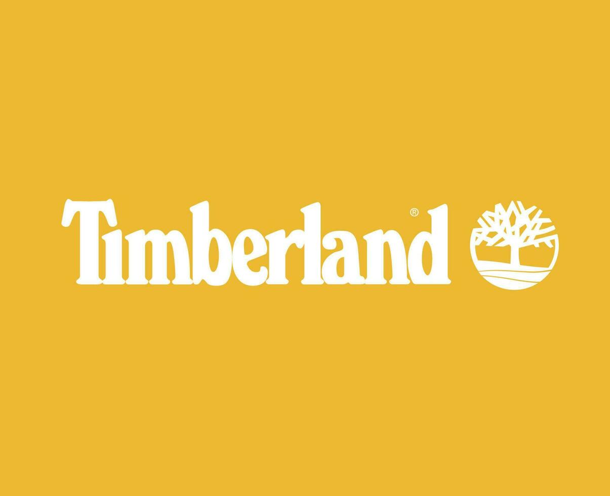 timberland varumärke logotyp vit symbol design ikon abstrakt vektor illustration med gul bakgrund