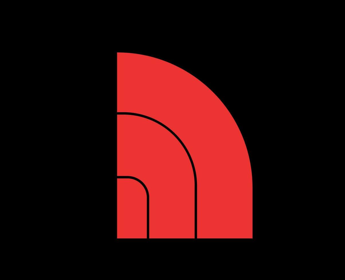 de norr ansikte varumärke symbol röd logotyp kläder design ikon abstrakt vektor illustration med svart bakgrund