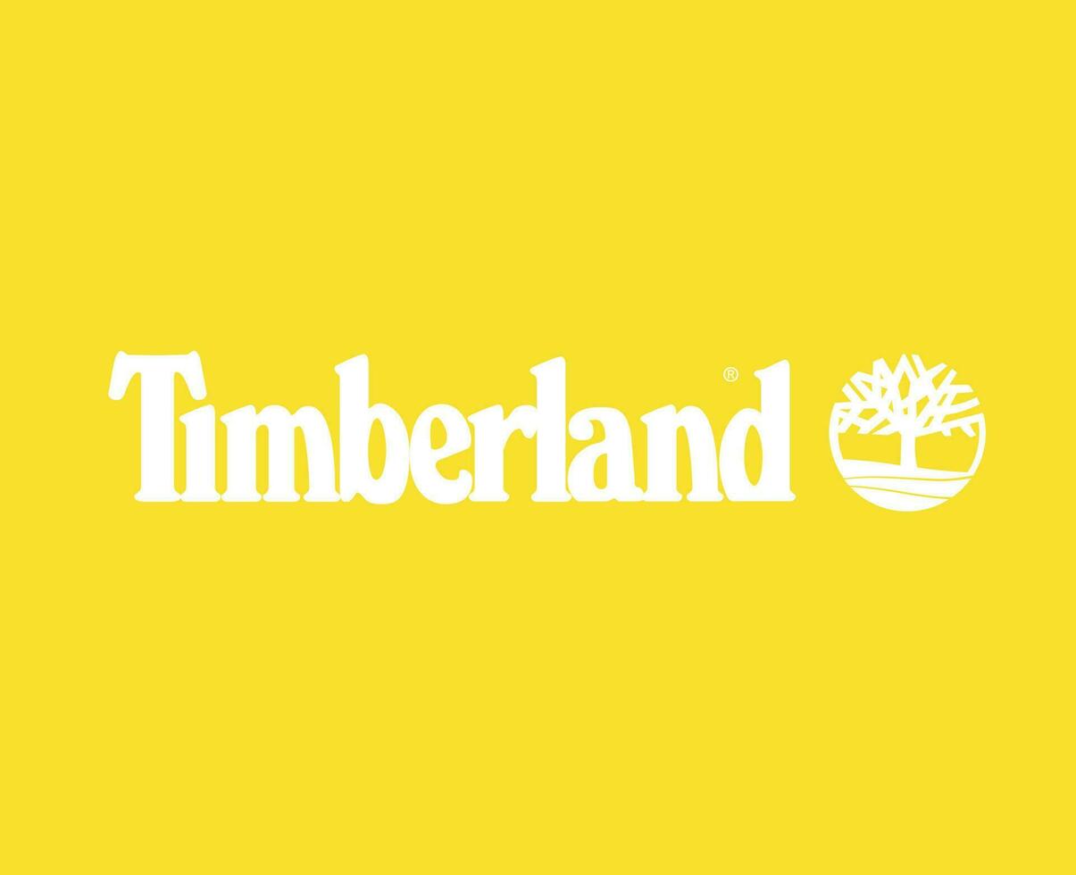 timberland varumärke symbol vit logotyp kläder design ikon abstrakt vektor illustration med gul bakgrund