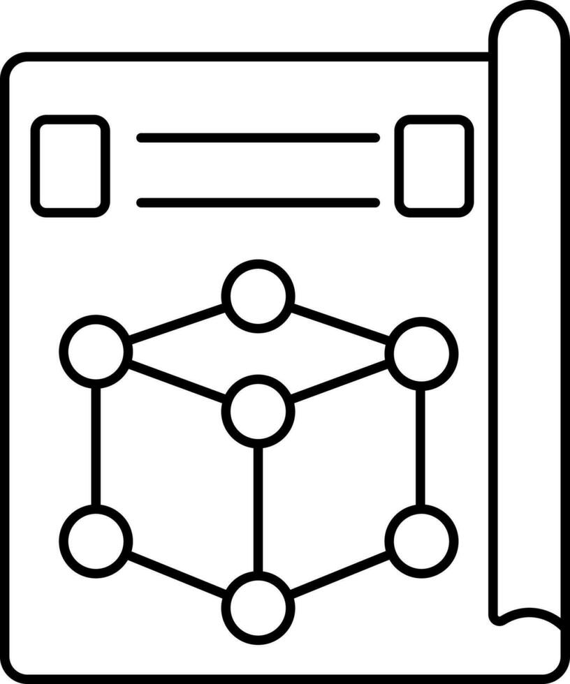 3d Modell- Papier Symbol im dünn Linie Kunst. vektor