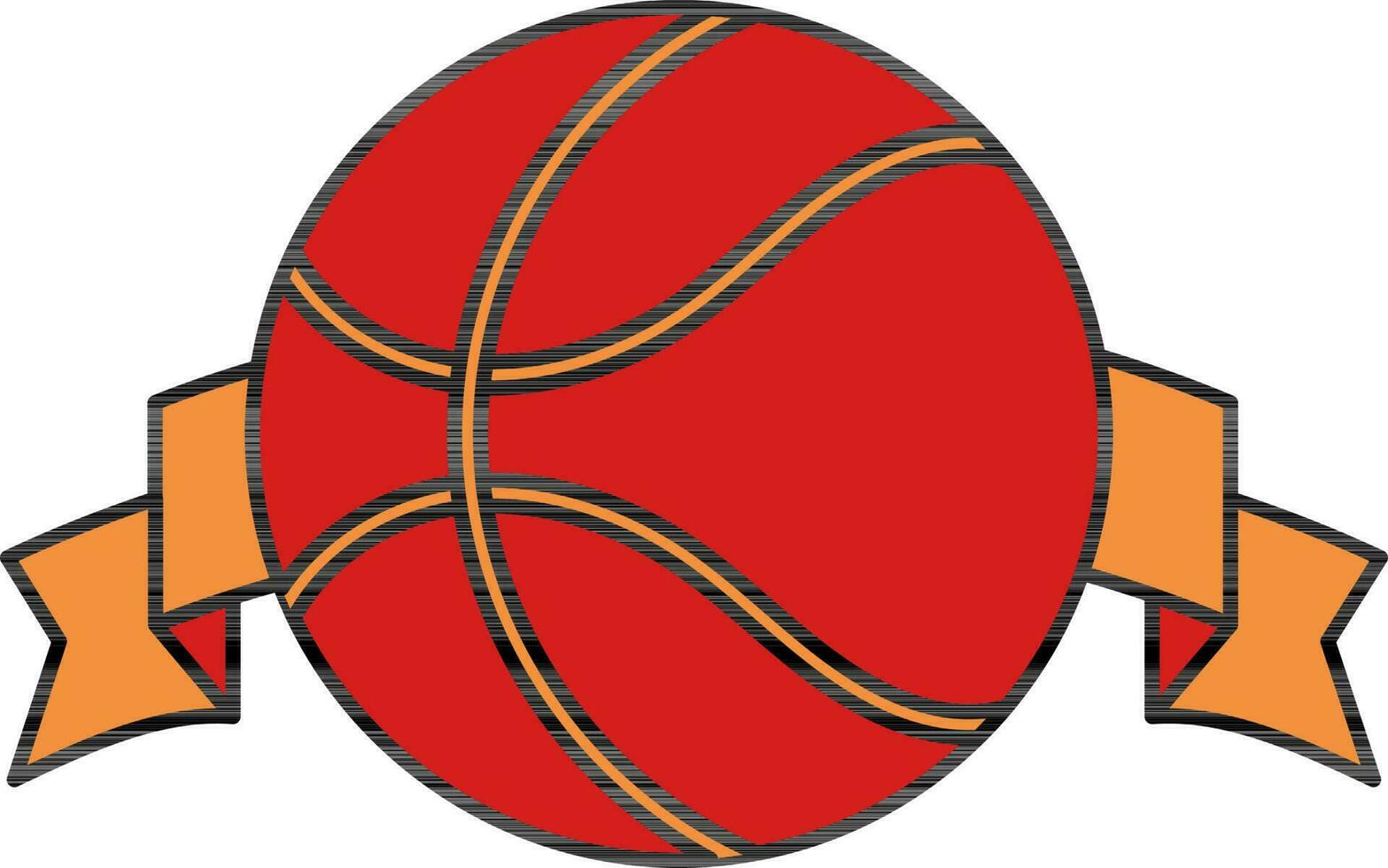 Korb Ball mit Band Symbol im rot und Orange Farbe. vektor