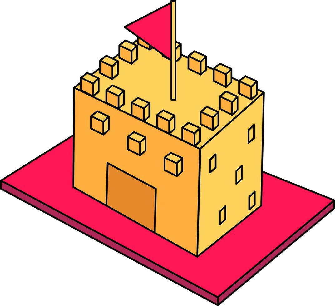 oben Aussicht von Schloss Symbol im Rosa und Gelb Farbe. vektor