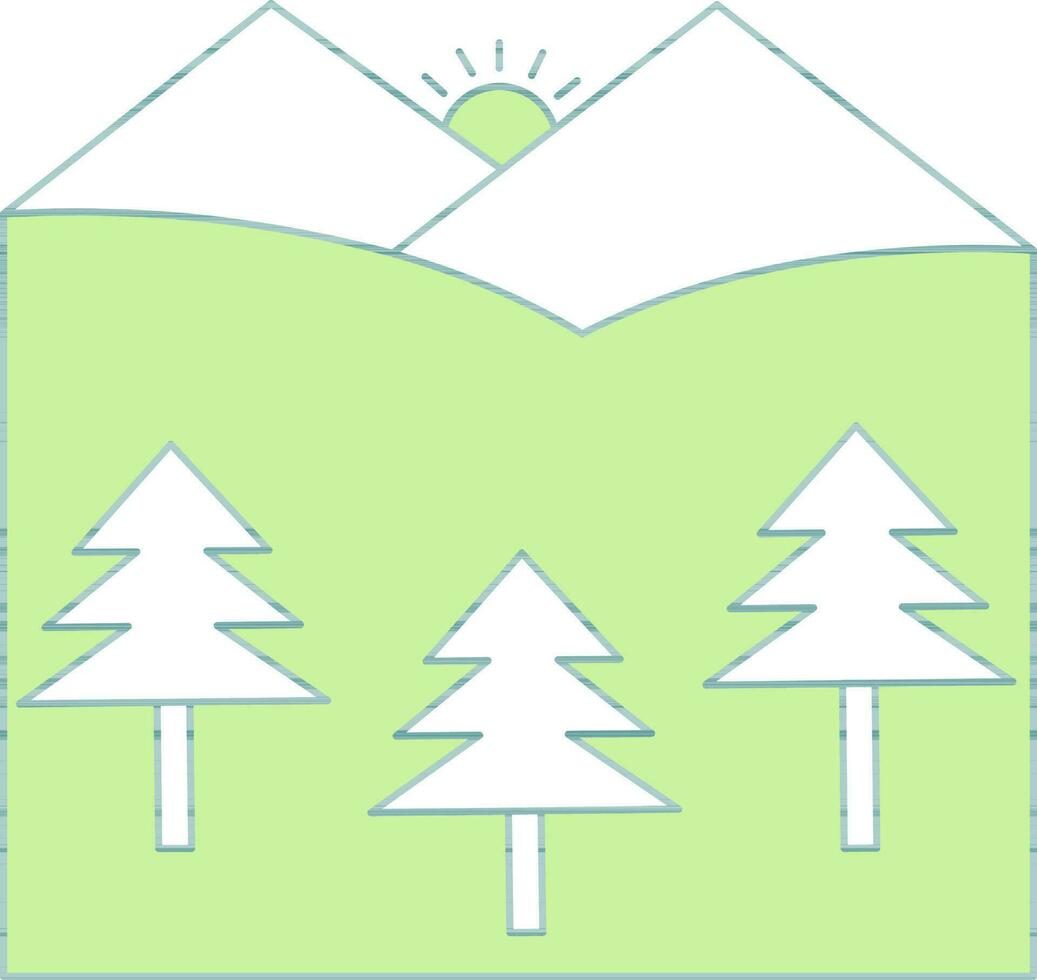 Landschaft Landschaft mit Berg Symbol im Grün und Weiß Farbe. vektor