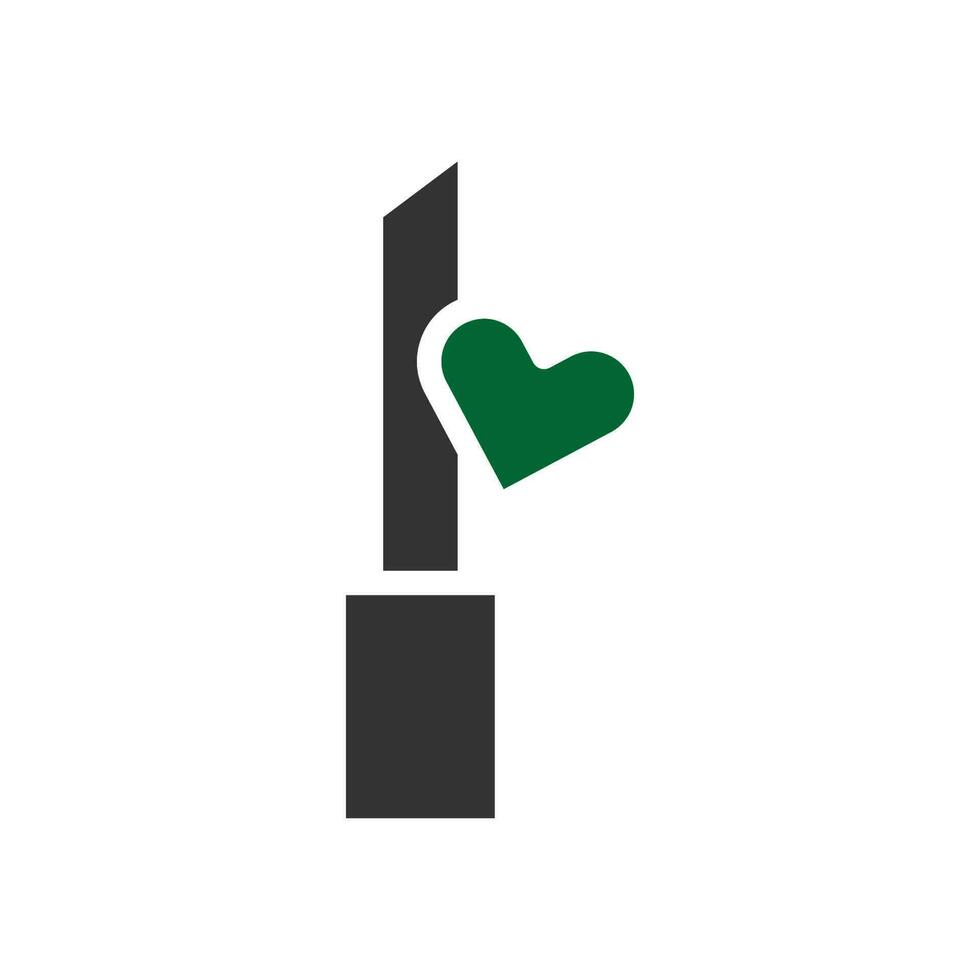 kosmetisk kärlek ikon fast grå grön stil valentine illustration symbol perfekt. vektor