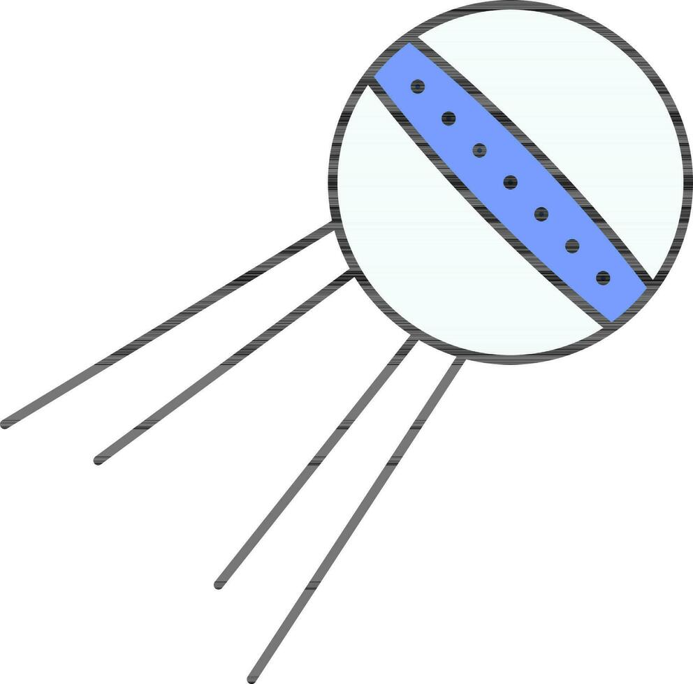 blå och vit sputnik platt ikon. vektor
