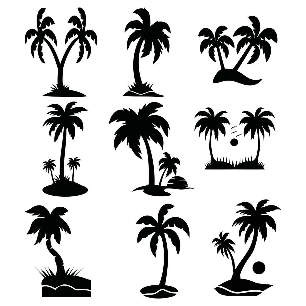 kostenlos Sommer- Baum Vektor Silhouette schwarz Natur