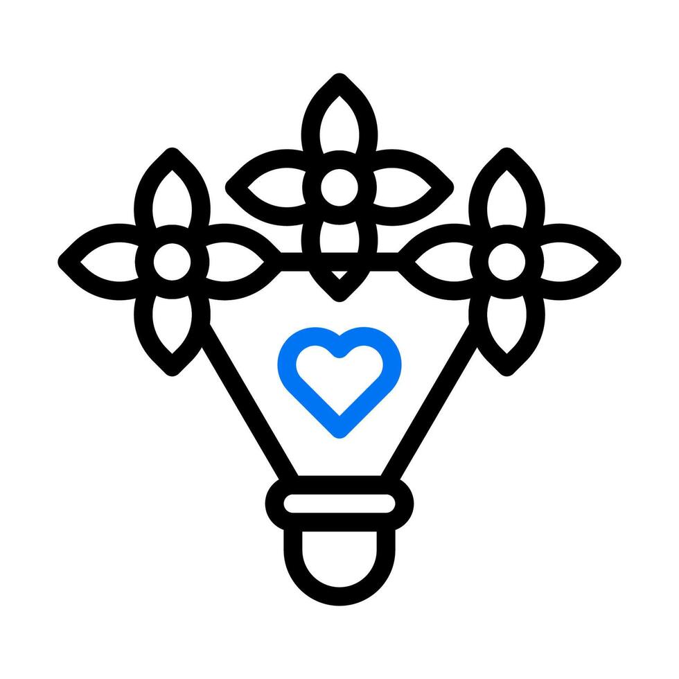 Strauß Liebe Symbol duocolor Blau Stil Valentinstag Illustration Symbol perfekt. vektor