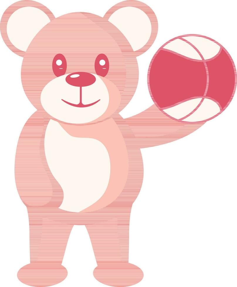 Teddy Bär halten Basketball Symbol im rot Farbe. vektor