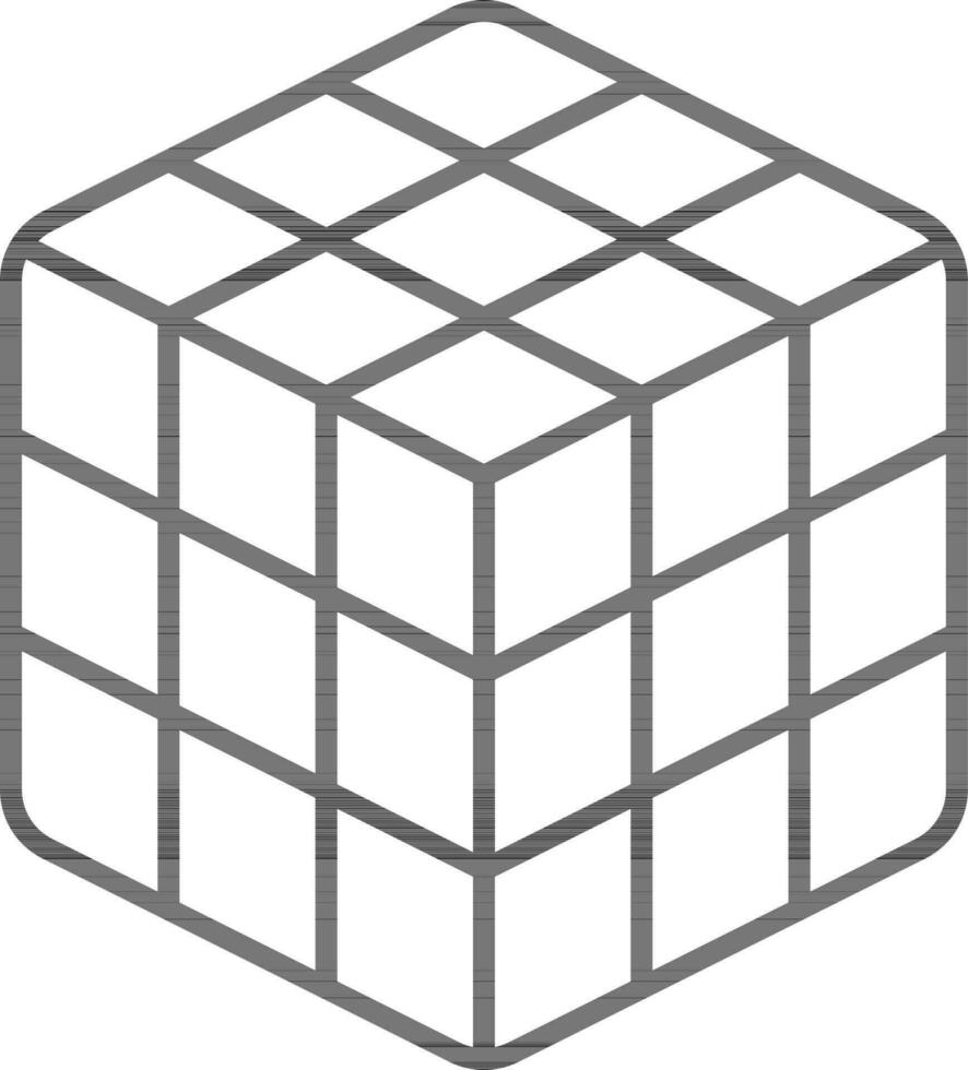 rubik Würfel eben Symbol im schwarz dünn Linie. vektor