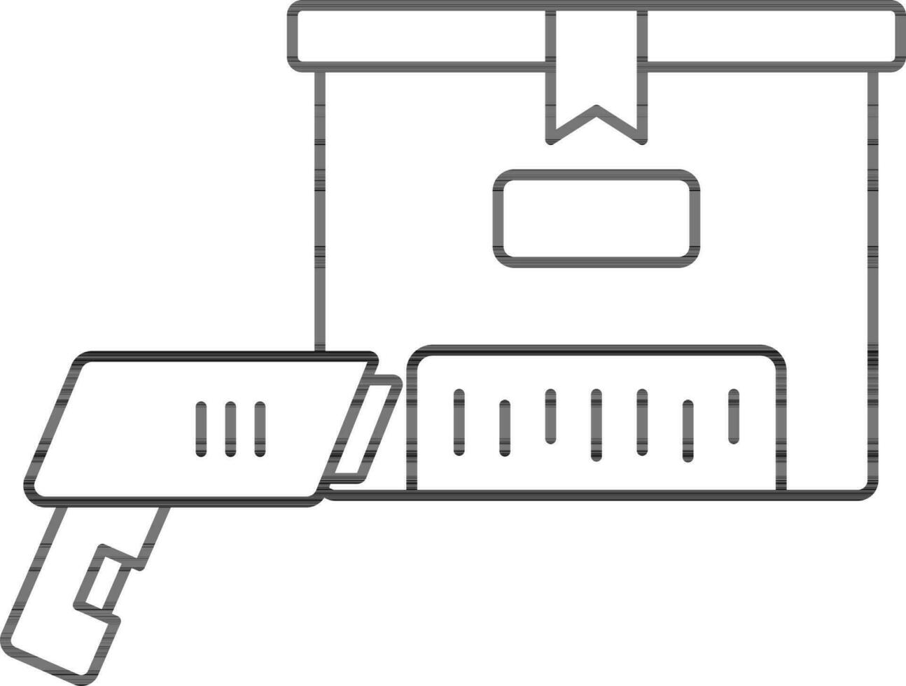 paket med streckkod läsare ikon i svart linje konst. vektor