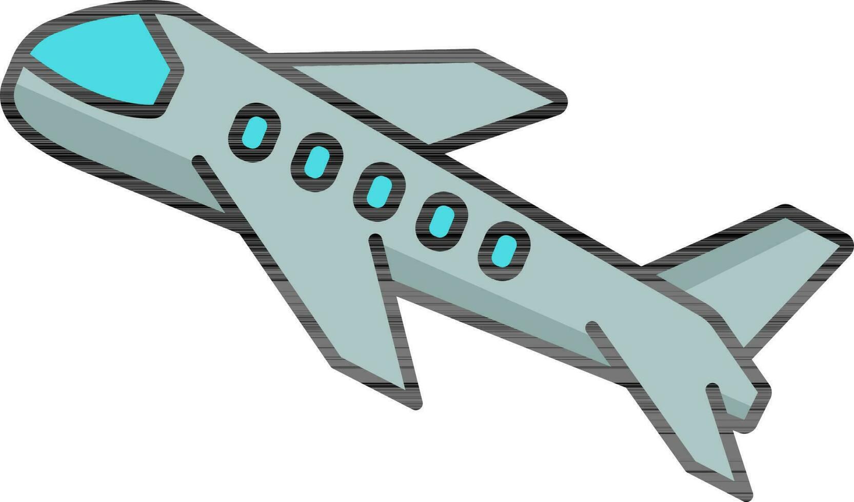 fliegen Flugzeug eben Symbol im Blau und grau Farbe. vektor