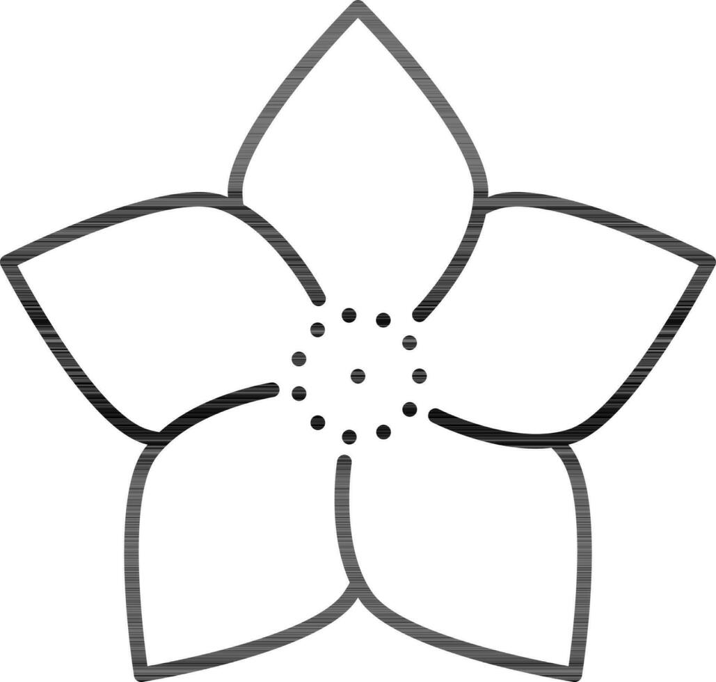 schwarz Gliederung Blume Symbol im eben Stil. vektor