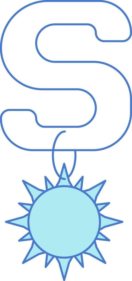 brev s för Sol ikon i blå och vit Färg. vektor
