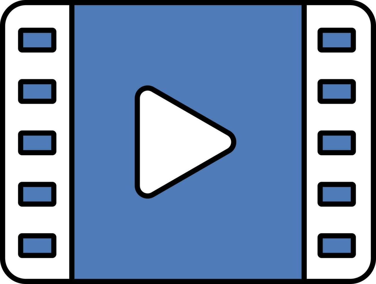 abspielen Film Streifen Symbol im Blau und Weiß Farbe. vektor