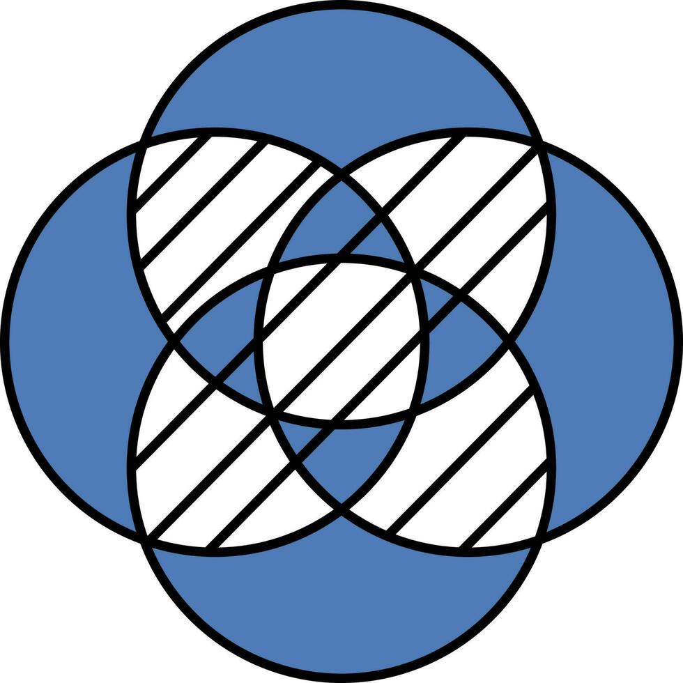 vier venn Diagramm Symbol im Blau und Weiß Farbe. vektor