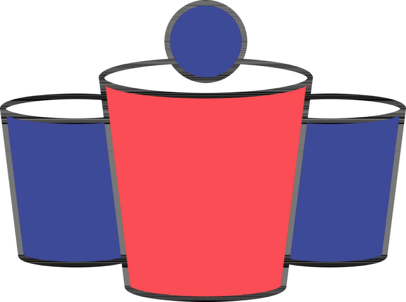 Bier Pong Symbol im Blau und rot Farbe. vektor