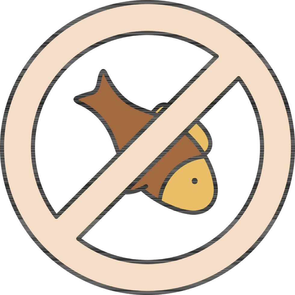 Nej fisk ikon eller symbol i brun och gul Färg. vektor
