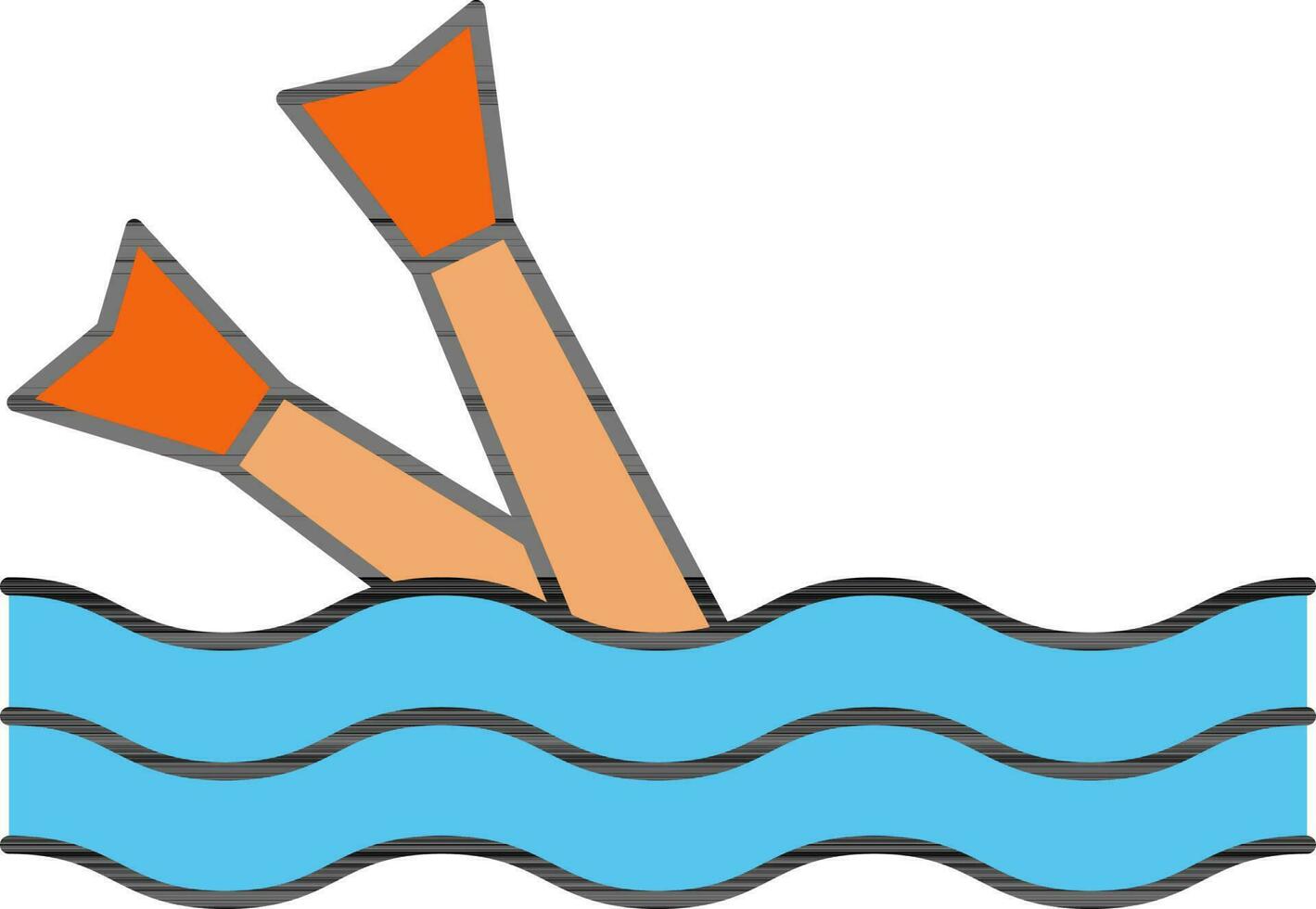 Tauchen Tauchen Spieler unter Wasser bunt Symbol. vektor