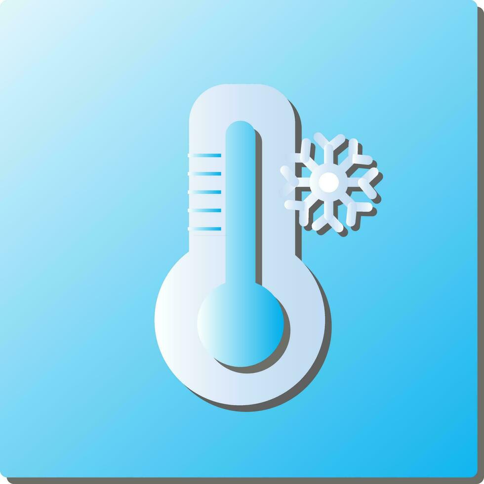 Blau und Weiß Papier Thermometer mit Schneeflocke Platz Symbol. vektor