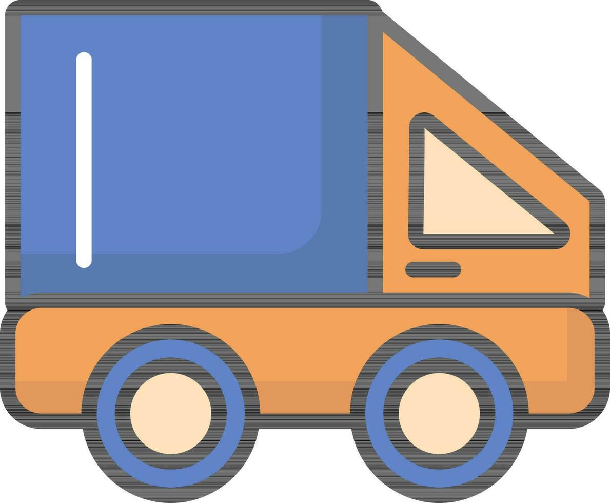 Lieferung LKW eben Symbol im Orange und Blau Farbe. vektor