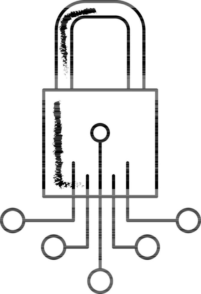 Schaltkreis sperren Symbol im schwarz Linie Kunst. vektor