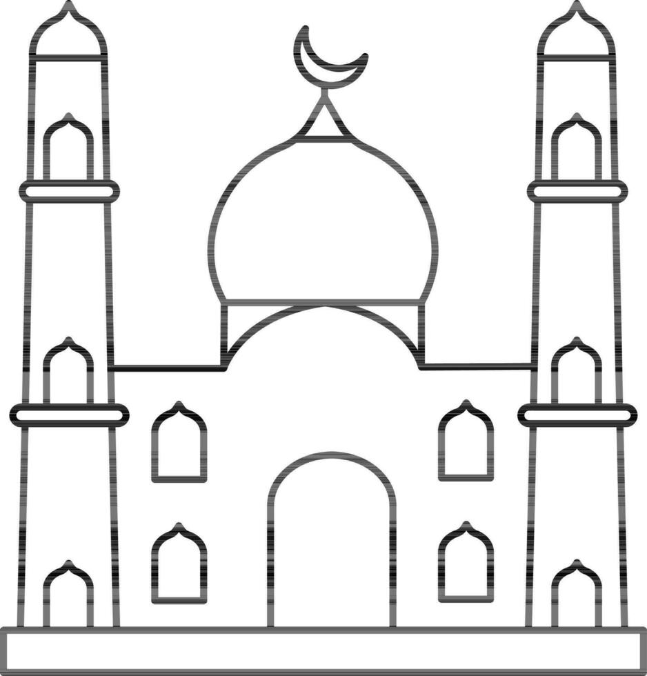 Moschee Symbol im schwarz Linie Kunst. vektor