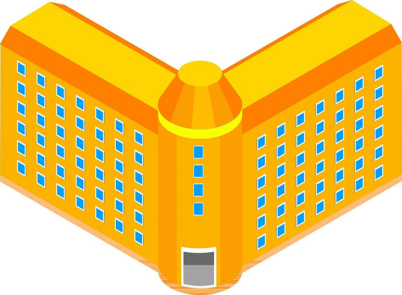 isometrisch Wohnung Gebäude im Orange Farbe. vektor