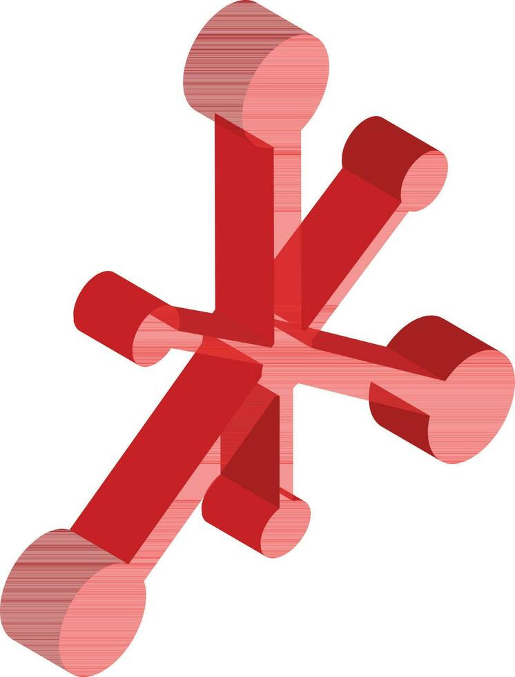 3d Verbindung oder Teilen Symbol im rot Farbe. vektor
