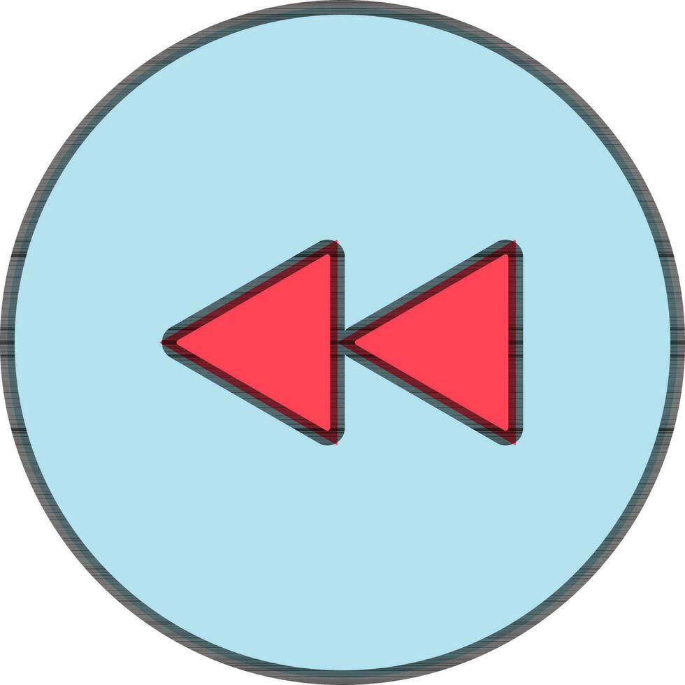 rückwärts abspielen überspringen Taste Symbol im Blau und rot Farbe. vektor