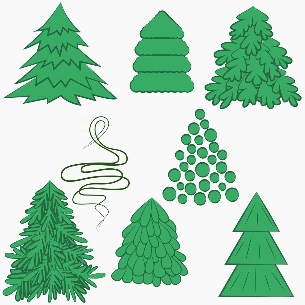 uppsättning av olika träd för nyår och julvektor vektor