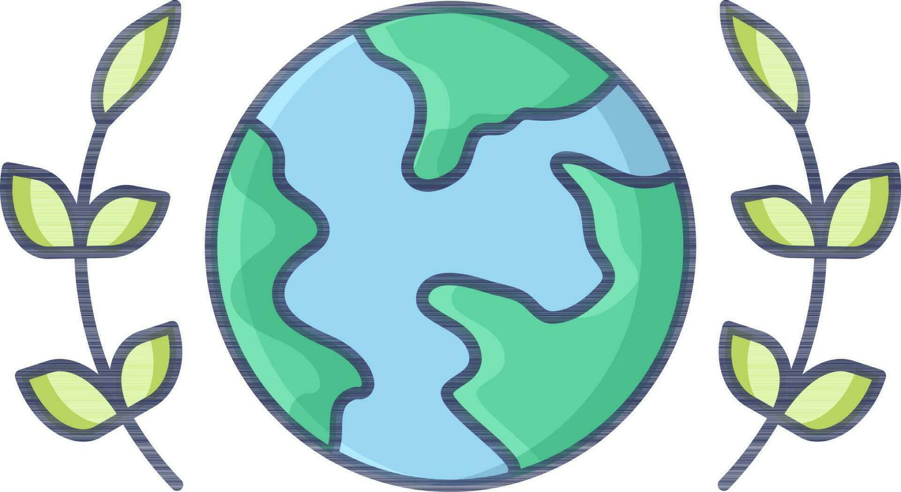 Globus mit Lorbeer Kranz Symbol im Blau und Grün Farbe. vektor