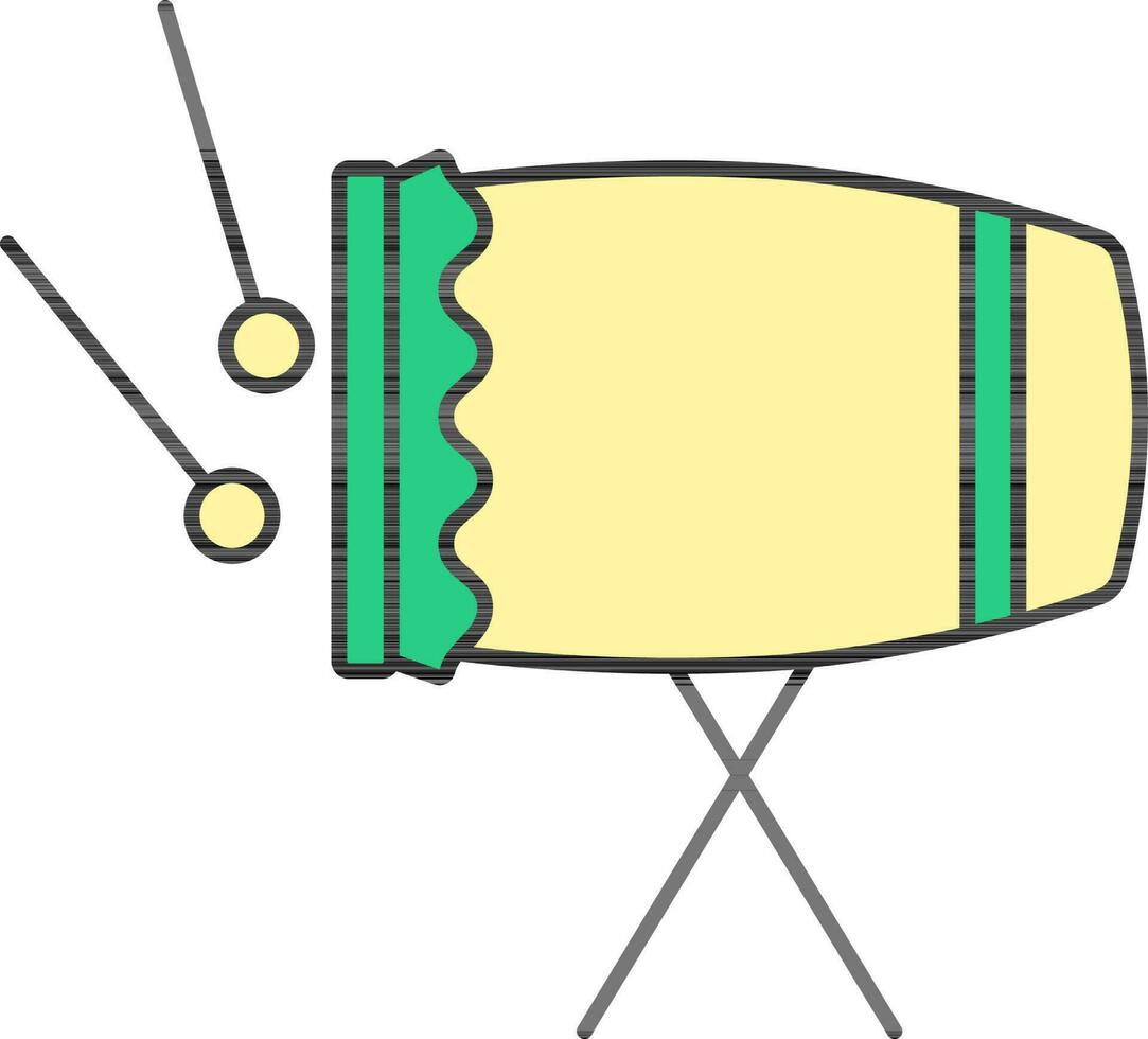 Conga Trommel mit Stock Symbol im Grün und Gelb Farbe. vektor
