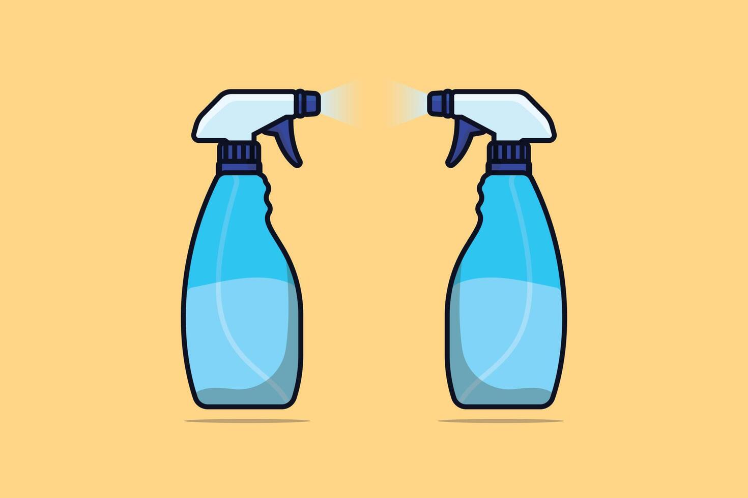 desinficera och rengöring spray flaskor vektor illustration. Hem rengöring service objekt ikon begrepp. rengöring spray flaska munstycke stänga upp vektor design.